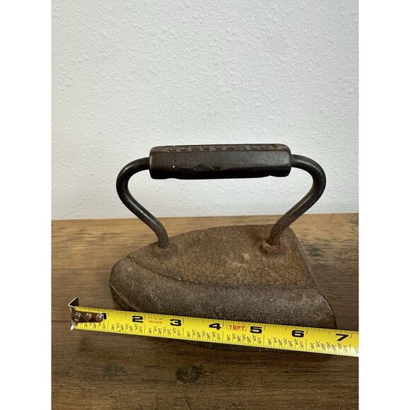 Antique CHEVALLI Cast Iron Sad Iron Primitive Laundry Tool